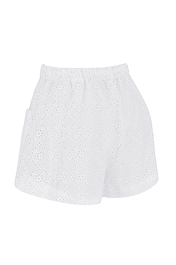 Mae-White Broderie Anglaise Shorts