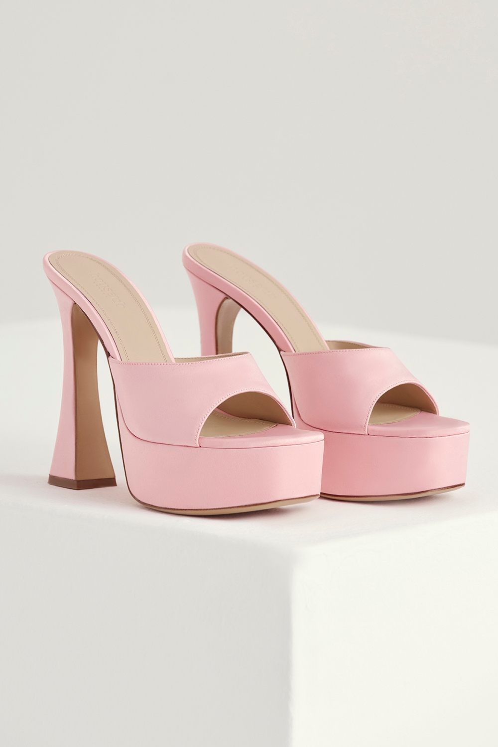 Alessandra-Pink Satin Platform Mules - SALE
