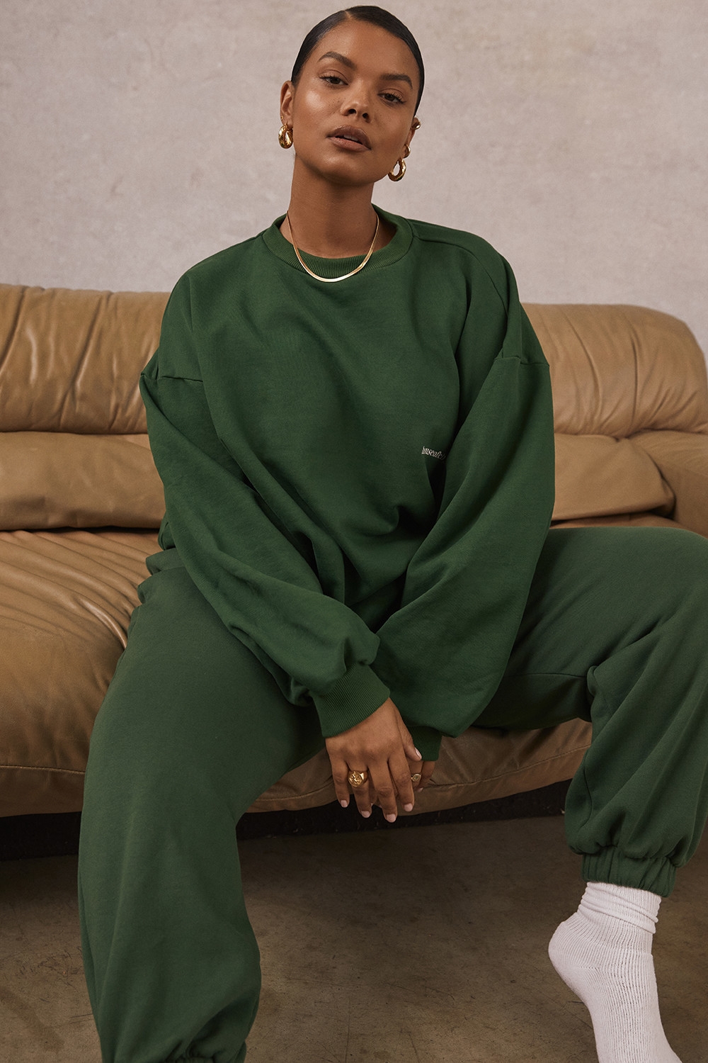 Sky-Green Fleece Back Jogging Trousers