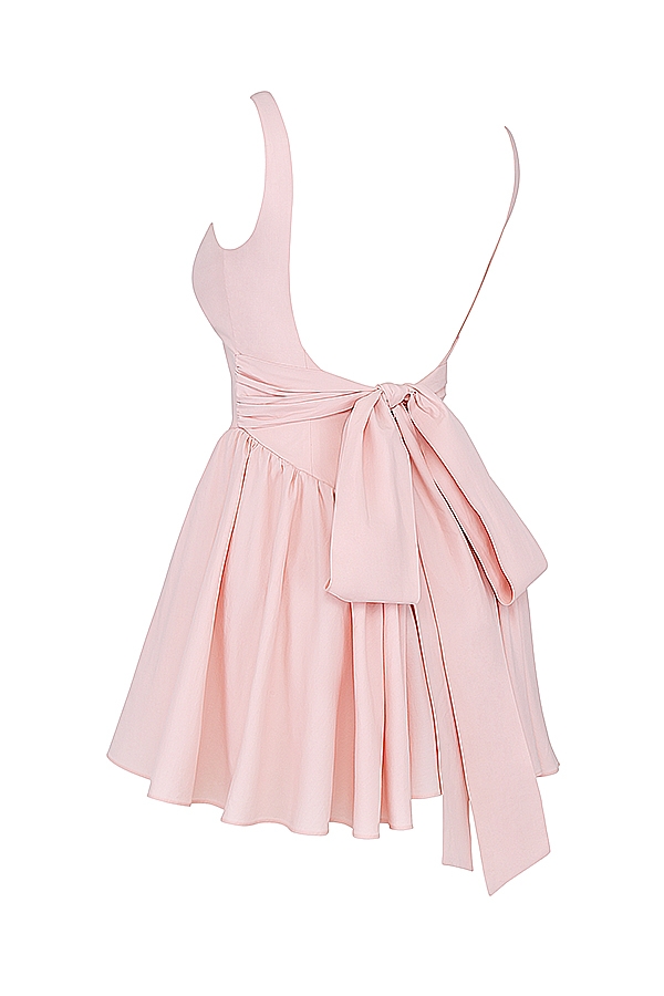 Florianne-Soft Peach Bow Mini Dress