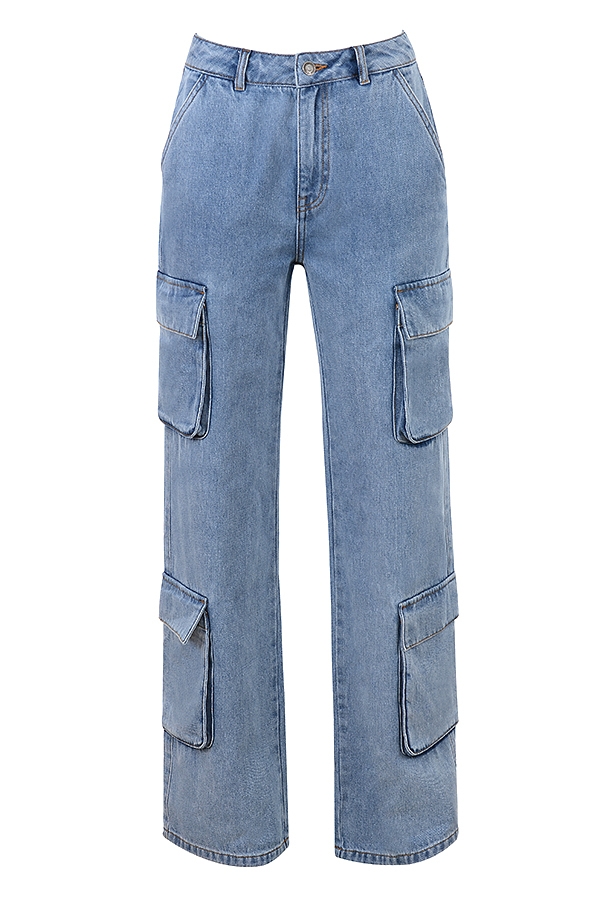 Ria-Blue Washed Utility Jeans