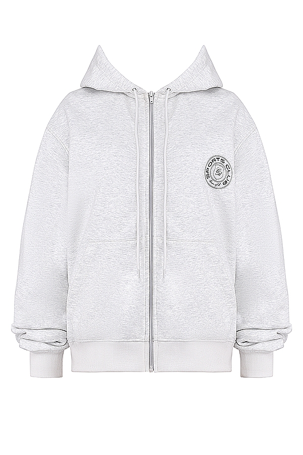 Mirage-Light Grey Marl Zip Through Hoodie
