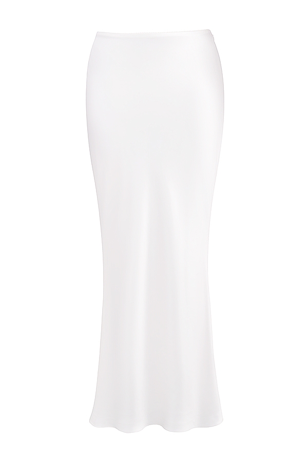 Sydel-White Satin Bias Cut Maxi Skirt
