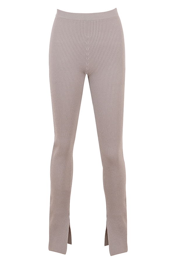 Mitzi-Taupe Ribbed Knit Leggings - SALE