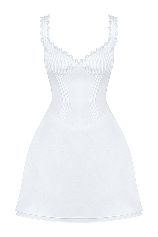 Tilly-White Pin Tuck Mini Dress
