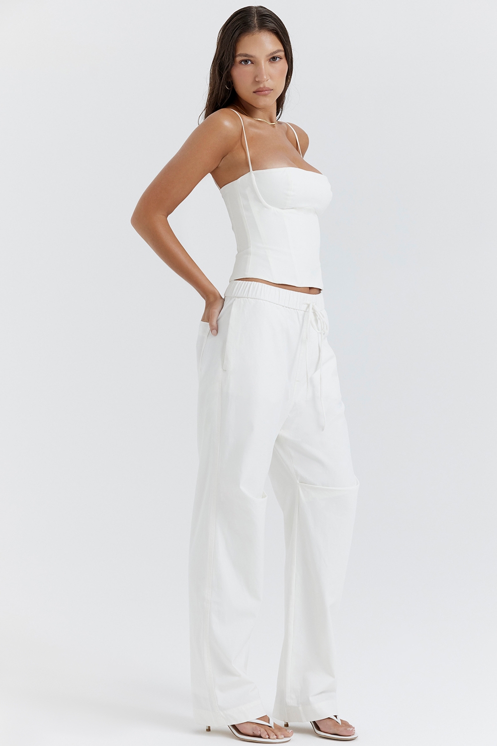 Luna-White Cargo Trousers