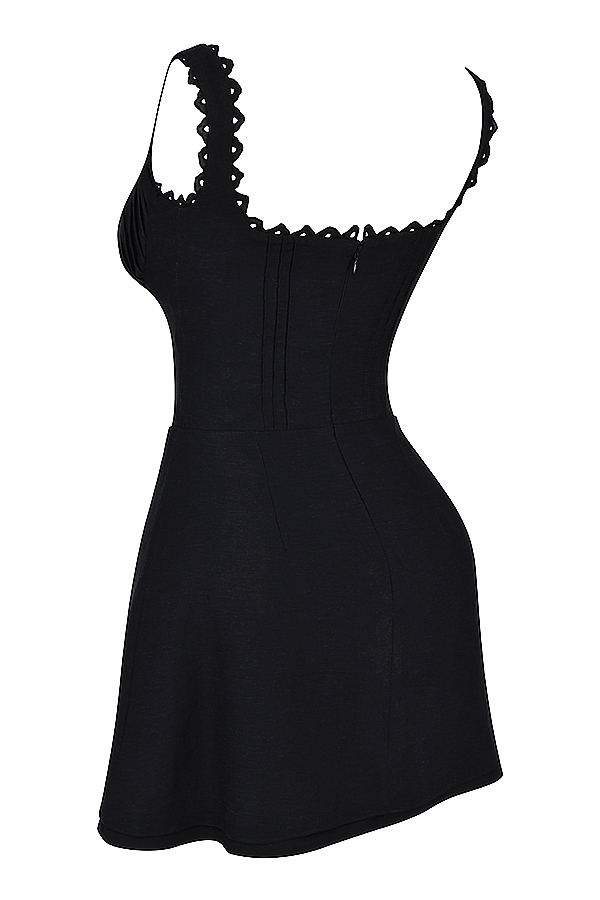Tilly-Black Pin Tuck Mini Dress