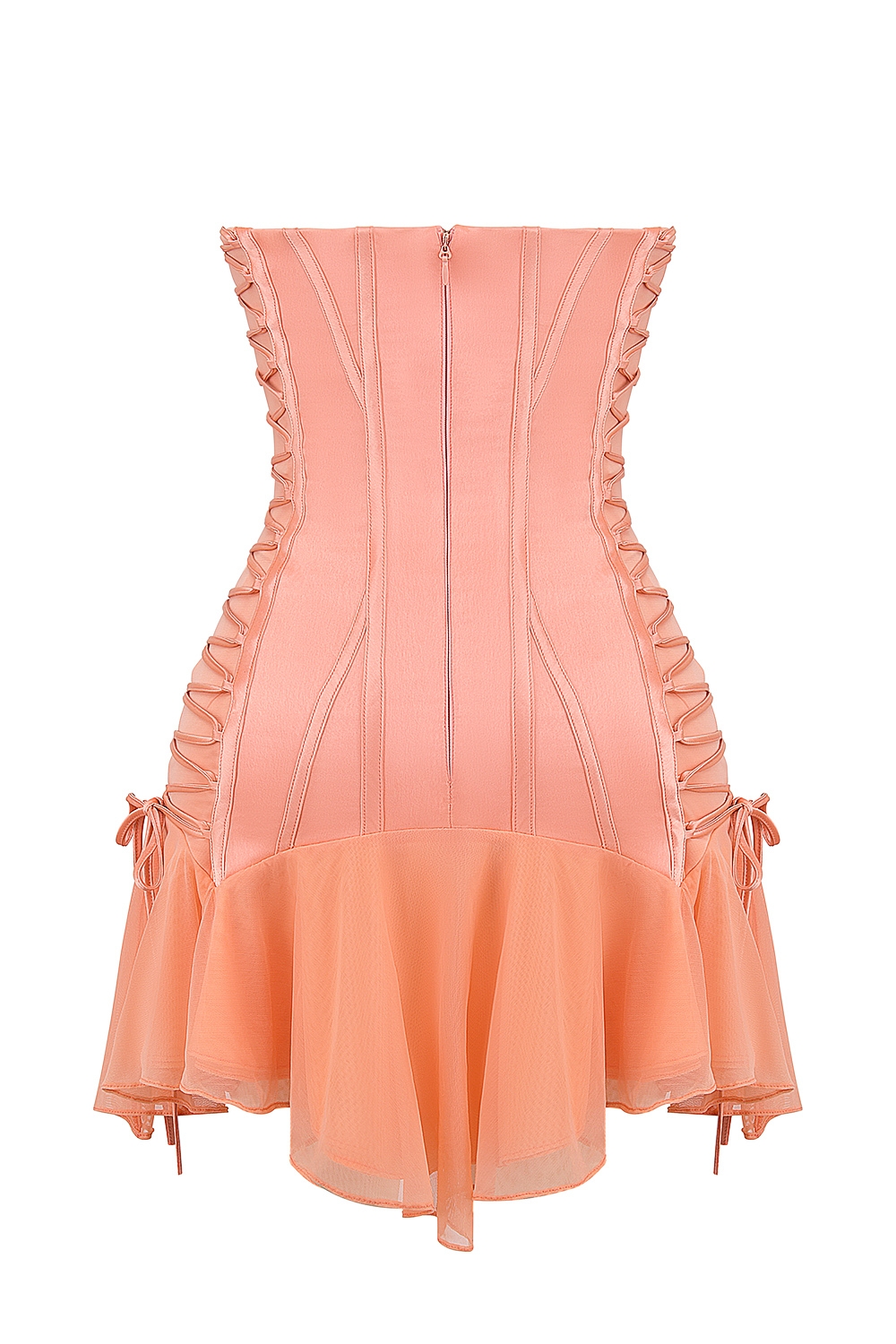 Sirena-Sorbet Satin Strapless Mini Dress