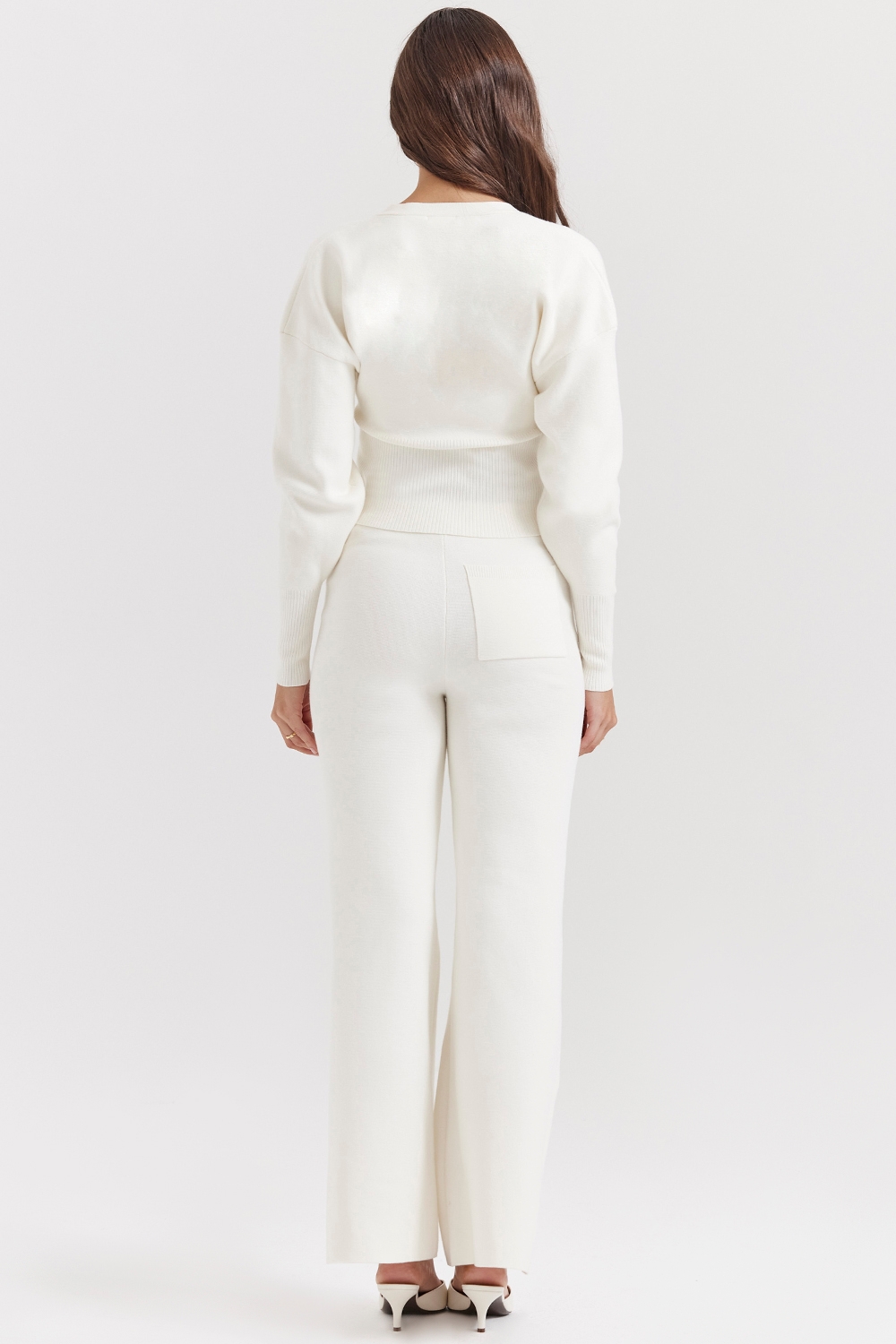 Vanna-Off White Cotton Knitted Trousers - SALE