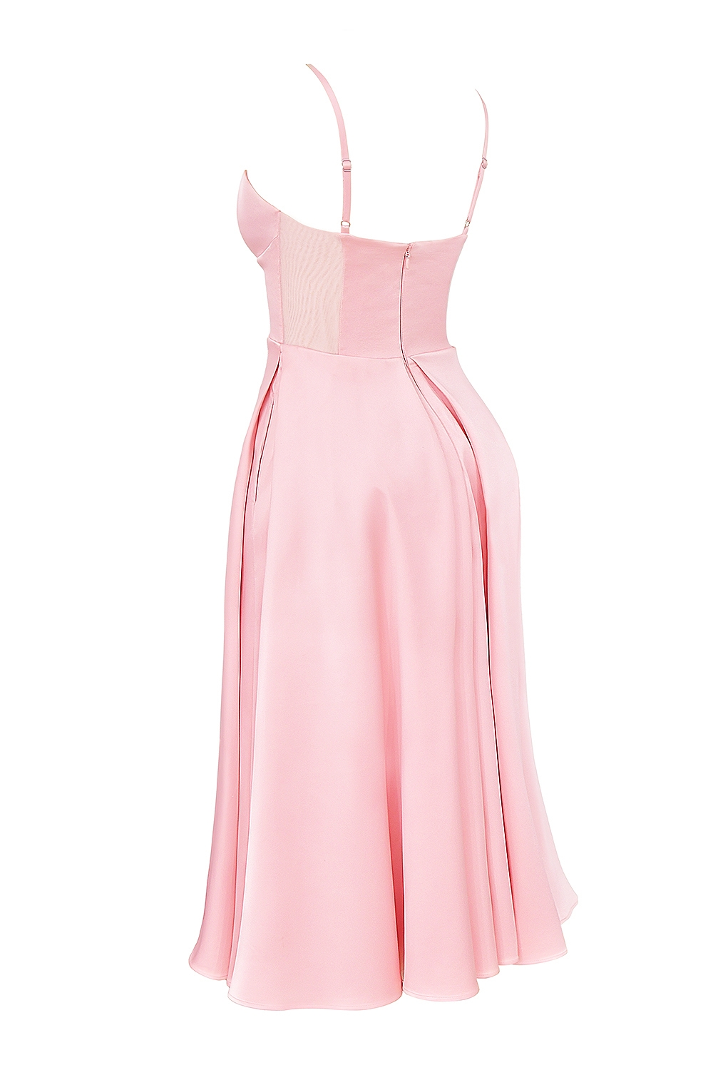 Tiffany-Parisian Pink Satin A-Line Midi Dress