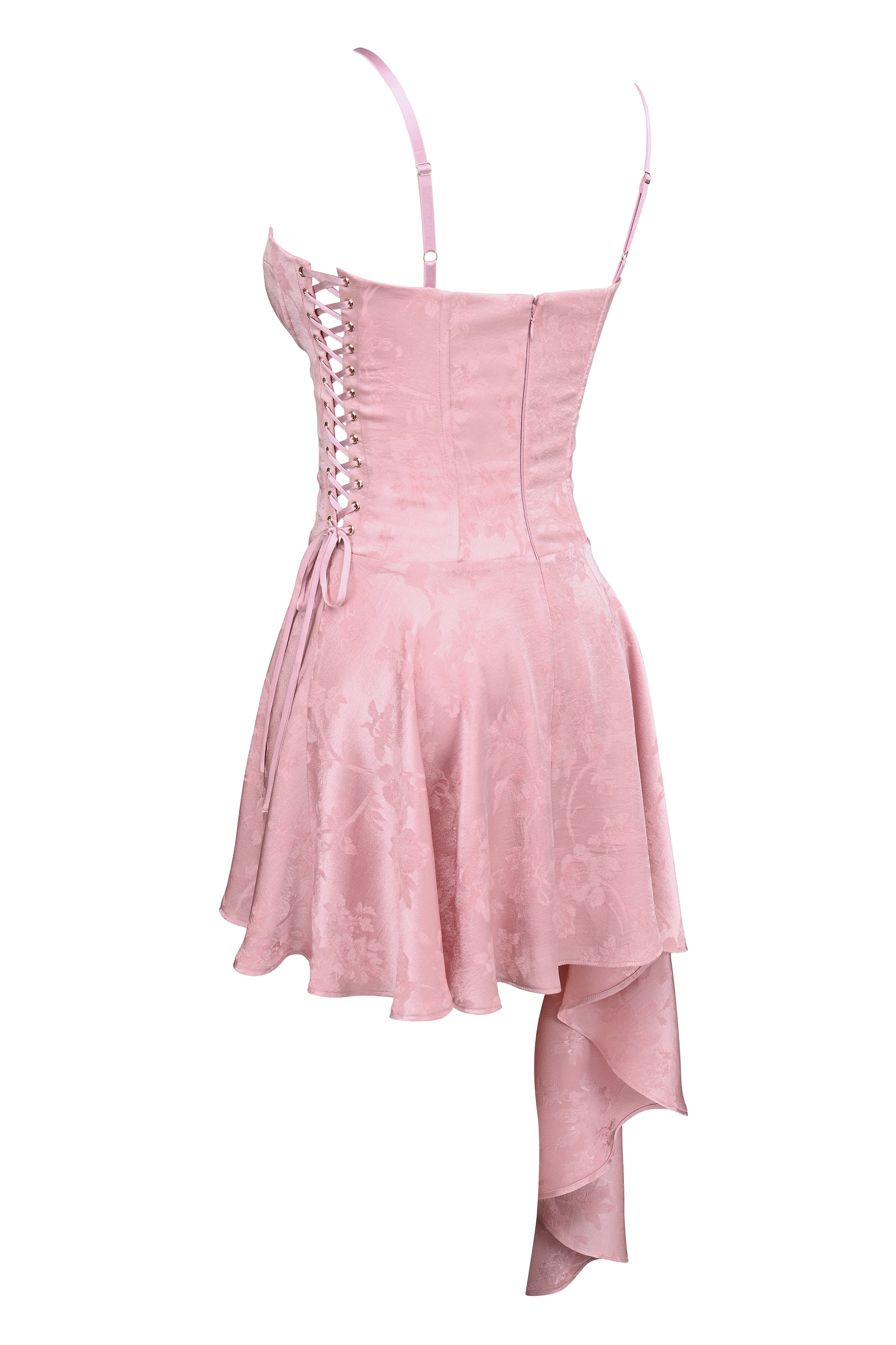 Lola-Pink Jacquard Draped Mini Dress