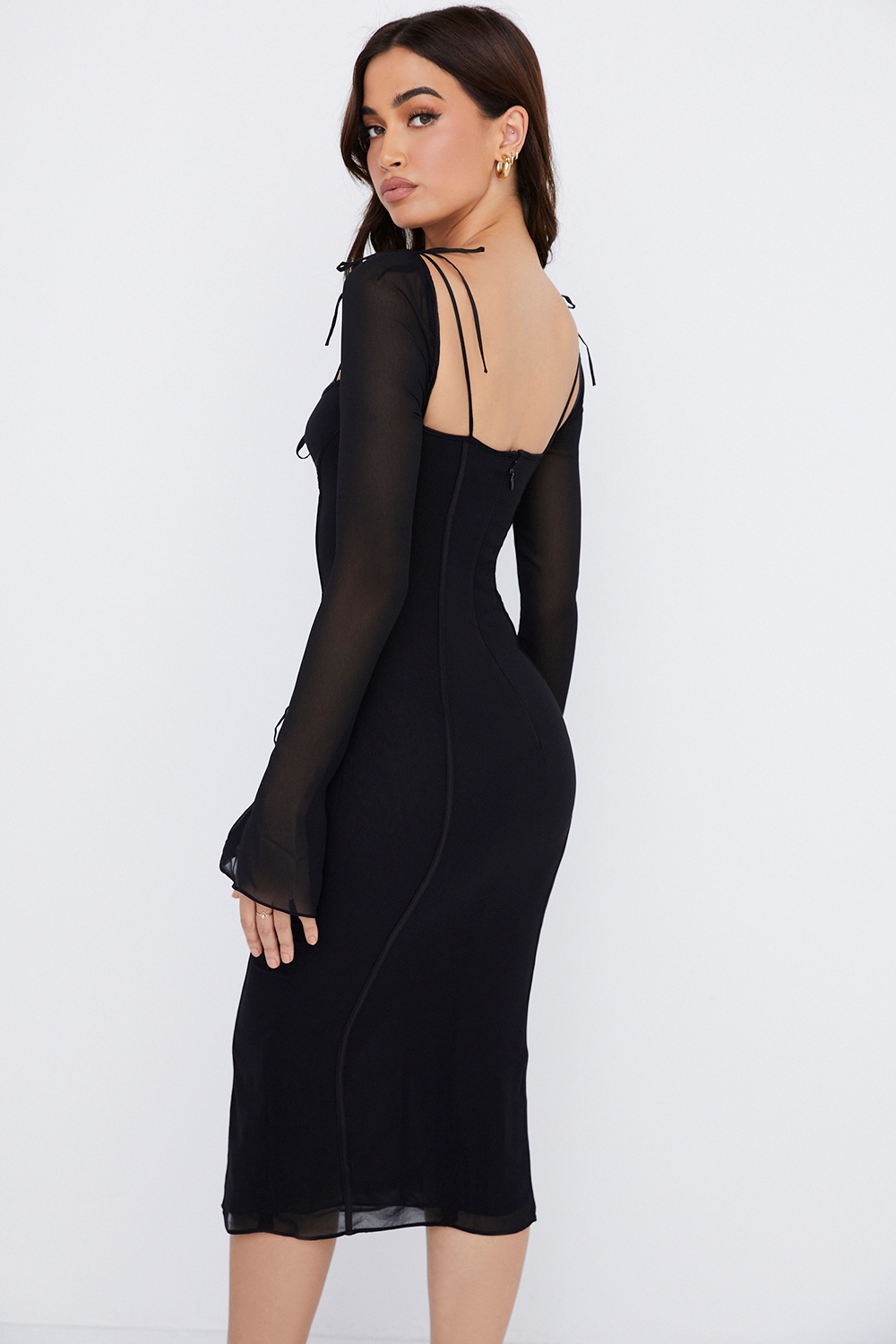 Ophelia-Black Cutout Midi Dress