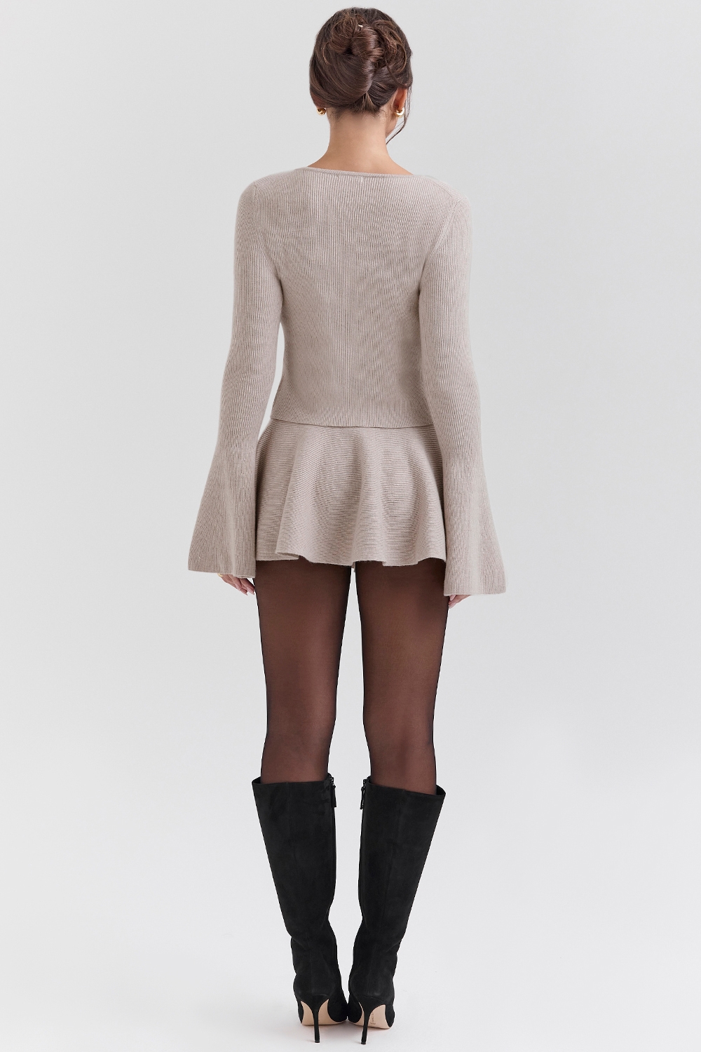 Aster-Biscuit Wool Cashmere Long Sleeve Cardigan