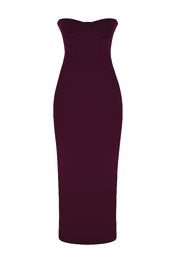 Lucia-Grape Strapless Corset Maxi Dress