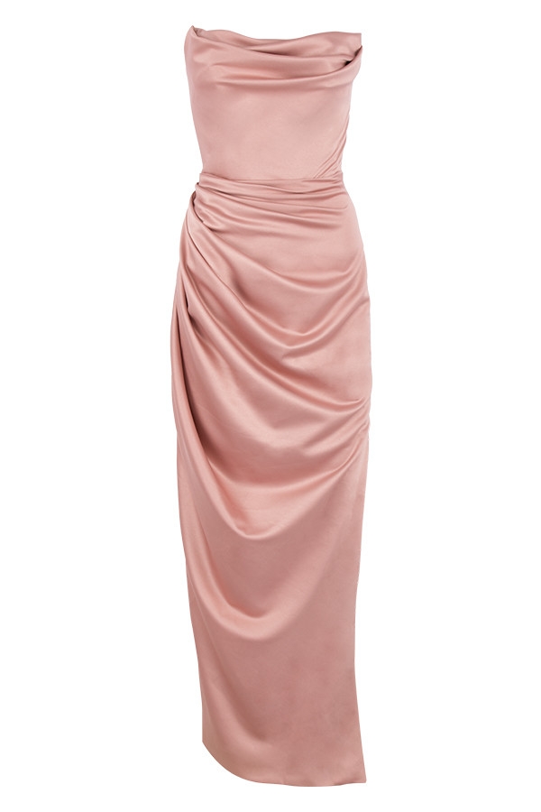 Adrienne-Blush Satin Strapless Gown