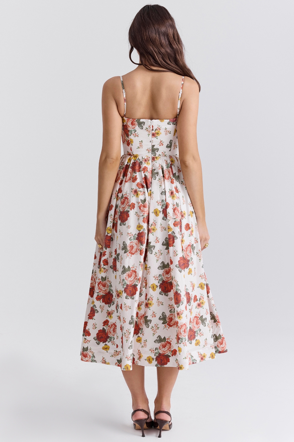 Lolita-Italian Rose Print Cotton Corset Sundress