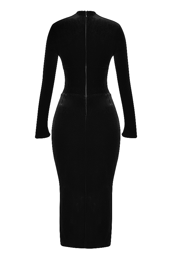 Arabella-Black Velvet Corset Dress