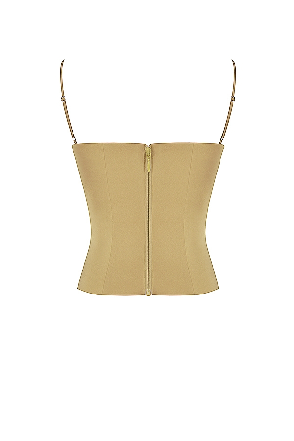 Letitia-Olive Satin Lace Up Corset