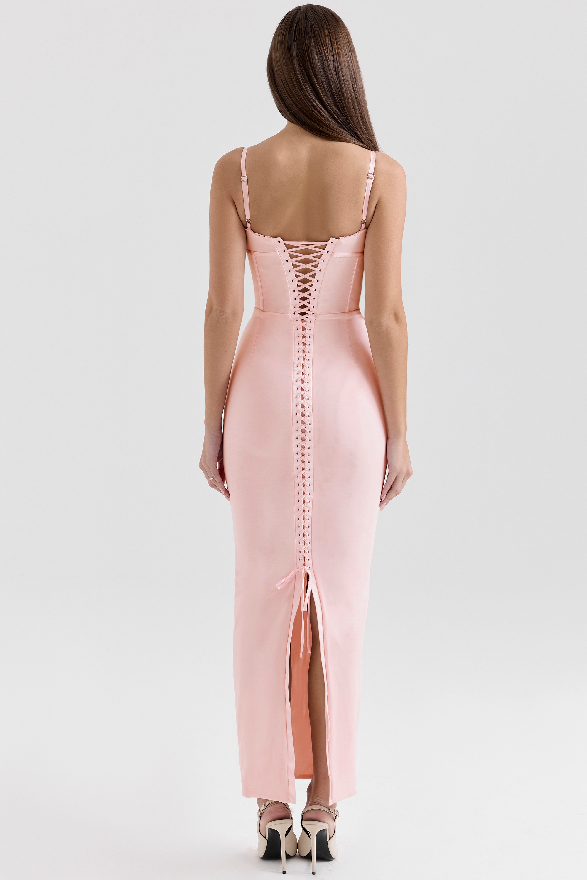 Romy-Pink Mesh Bodycon Maxi Dress