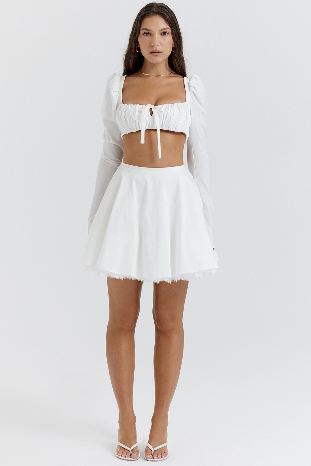 Nahla-White Bow Mini Skirt