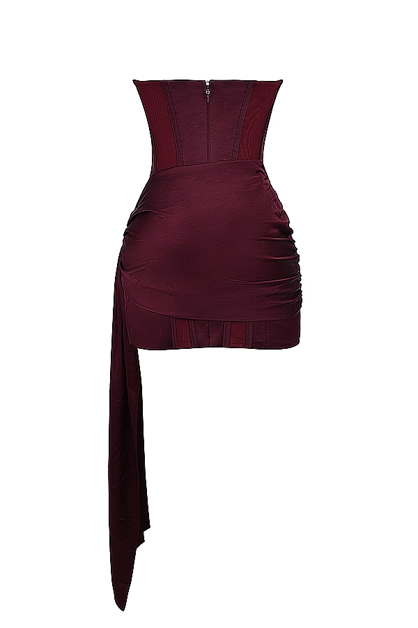 Loubella-Mulberry Strapless Corset Dress