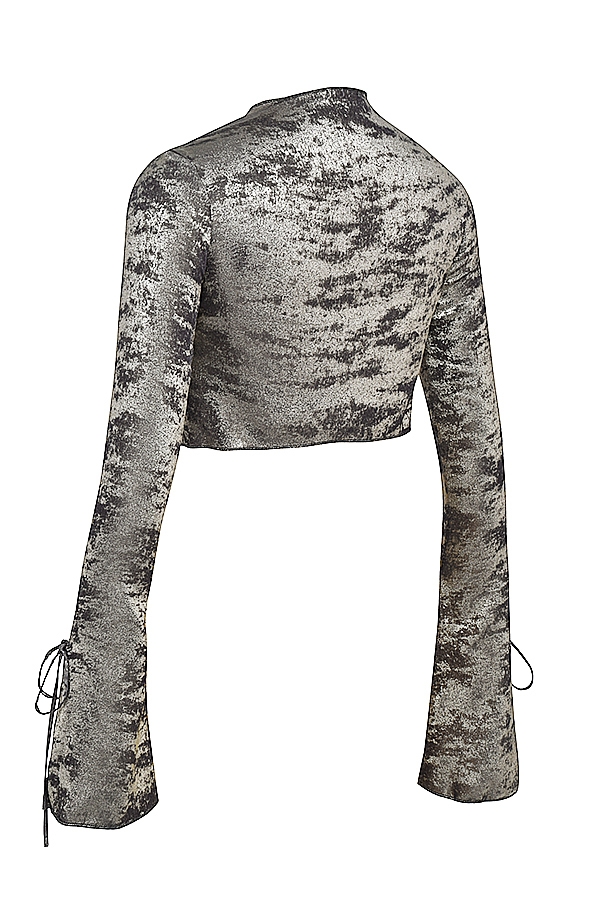 Giulia-Pewter Shimmer Velvet Satin Top