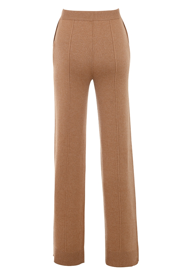 Yalina-Camel Cashmere Blend Trousers - SALE