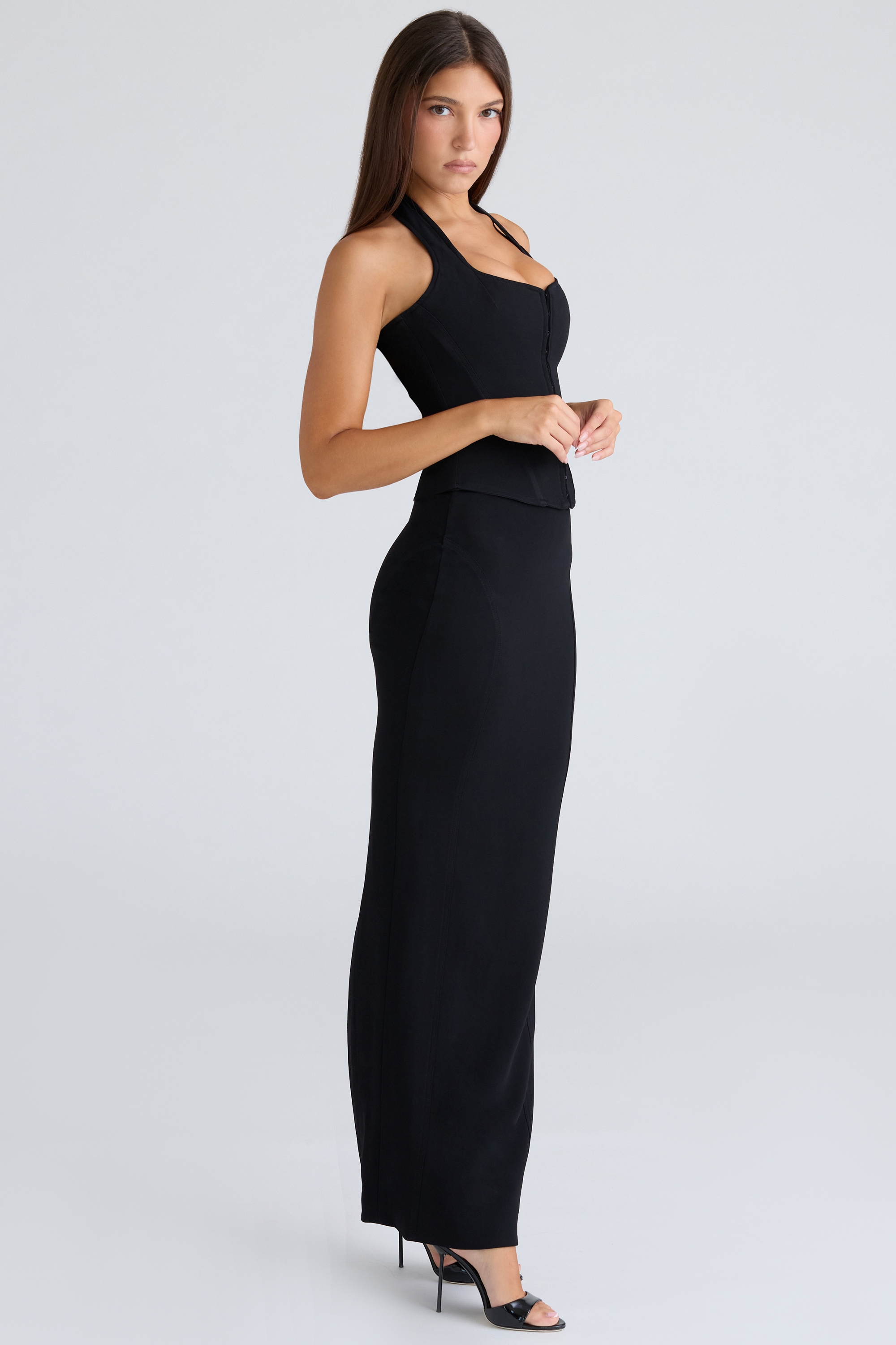 The Maxi-Black Panelled Bodycon Skirt