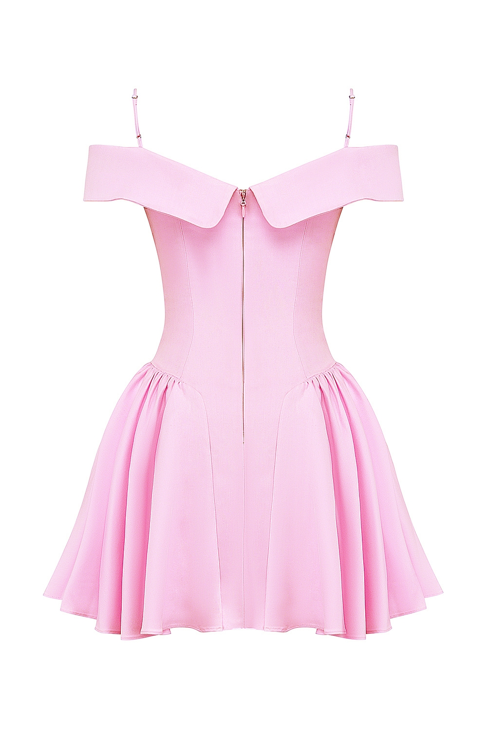 Elida-Cotton Candy Twill Off Shoulder Mini Dress