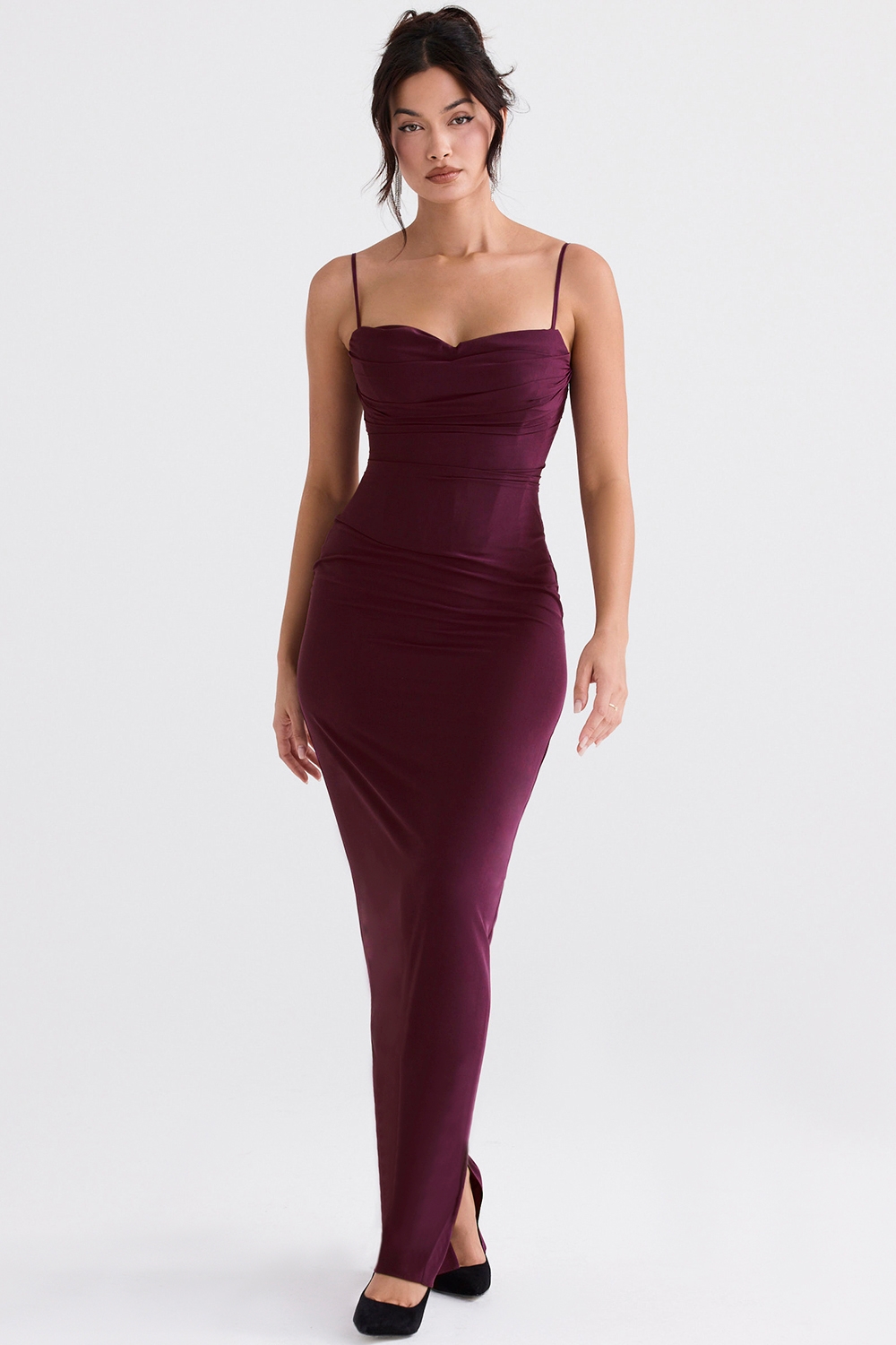 Lani-Merlot Corset Maxi Dress