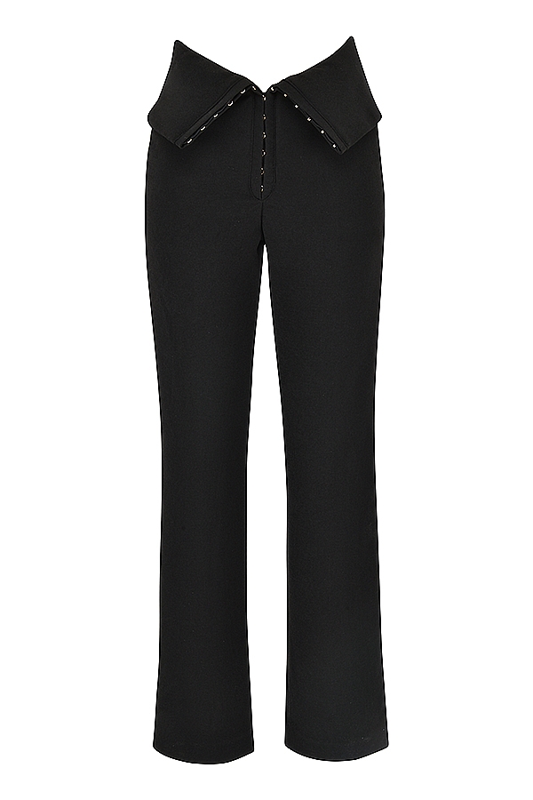 Ava-Black Fold Front Trousers