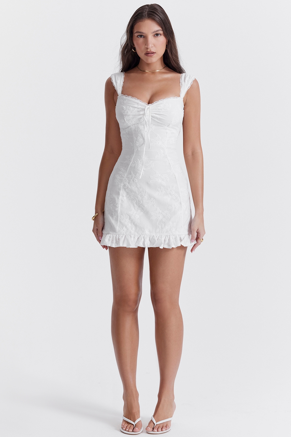 Odessa-White Embroidered Mini Dress