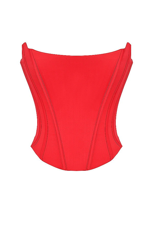 Genevieve-Scarlet Satin Lace Back Corset