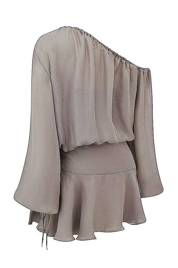 Wilhelmina-Ash Green Off Shoulder Dress