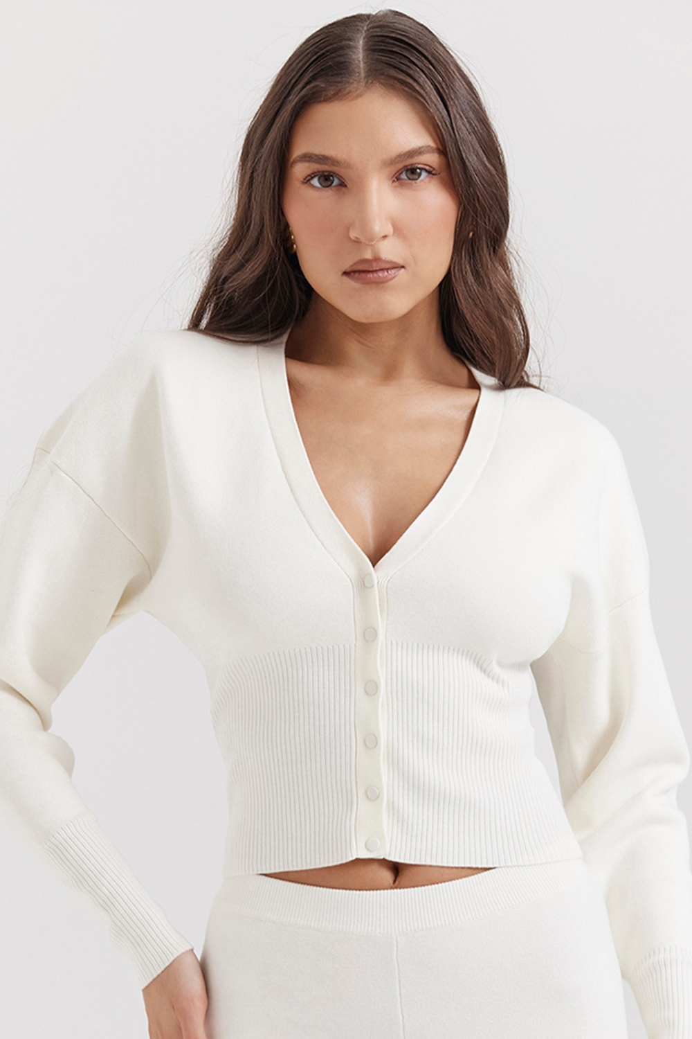 Noor-Off White Knitted Cardigan