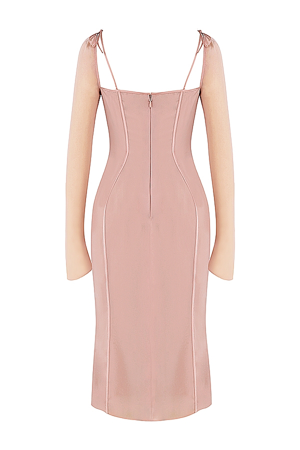 Ophelia-Blush Cutout Midi Dress
