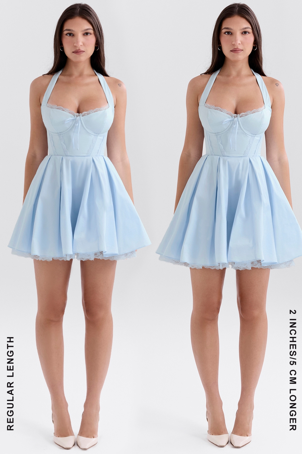 Harriet-Bluebell Cotton Halter Mini Dress
