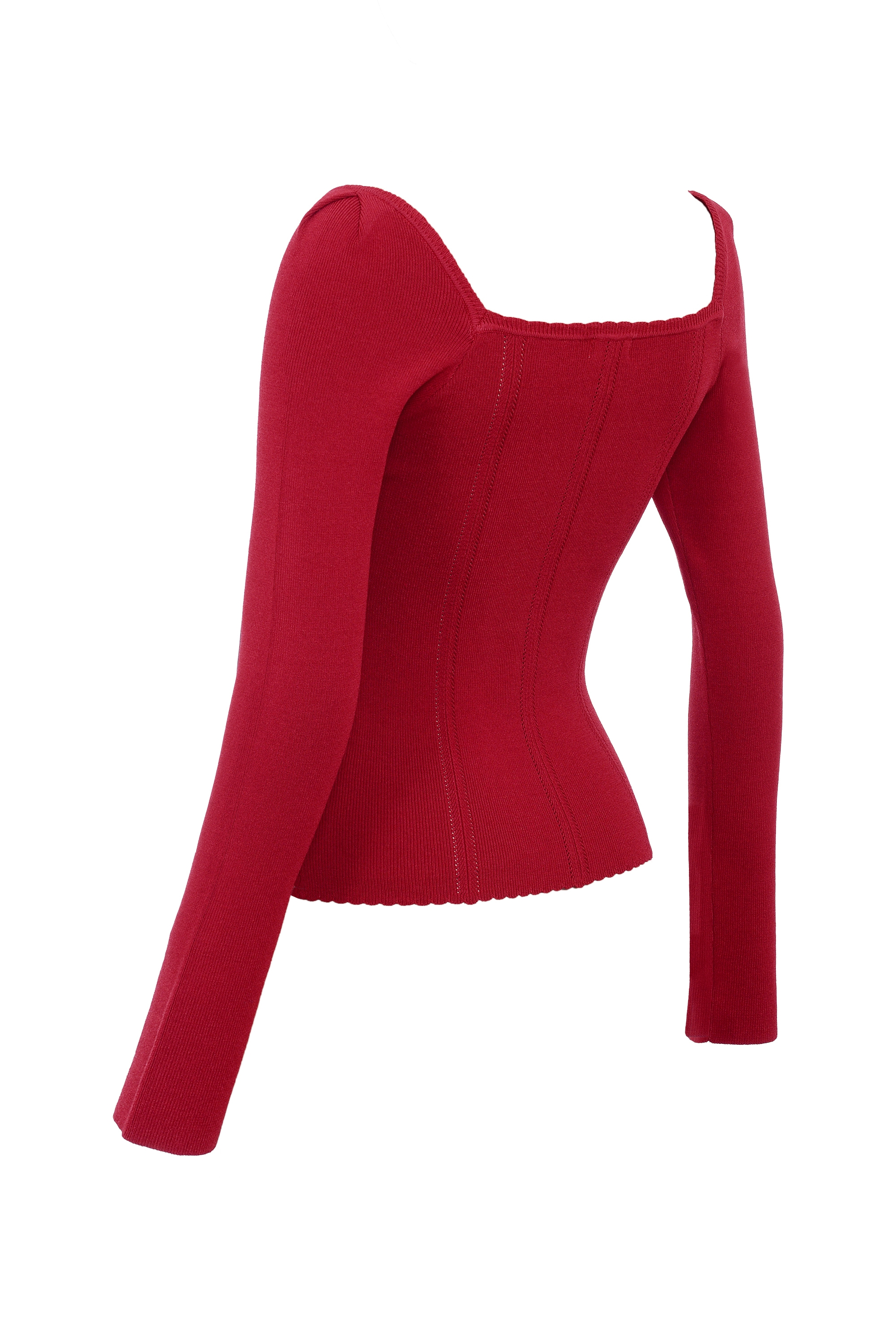 Agatha-Red Knitted Long Sleeve Top