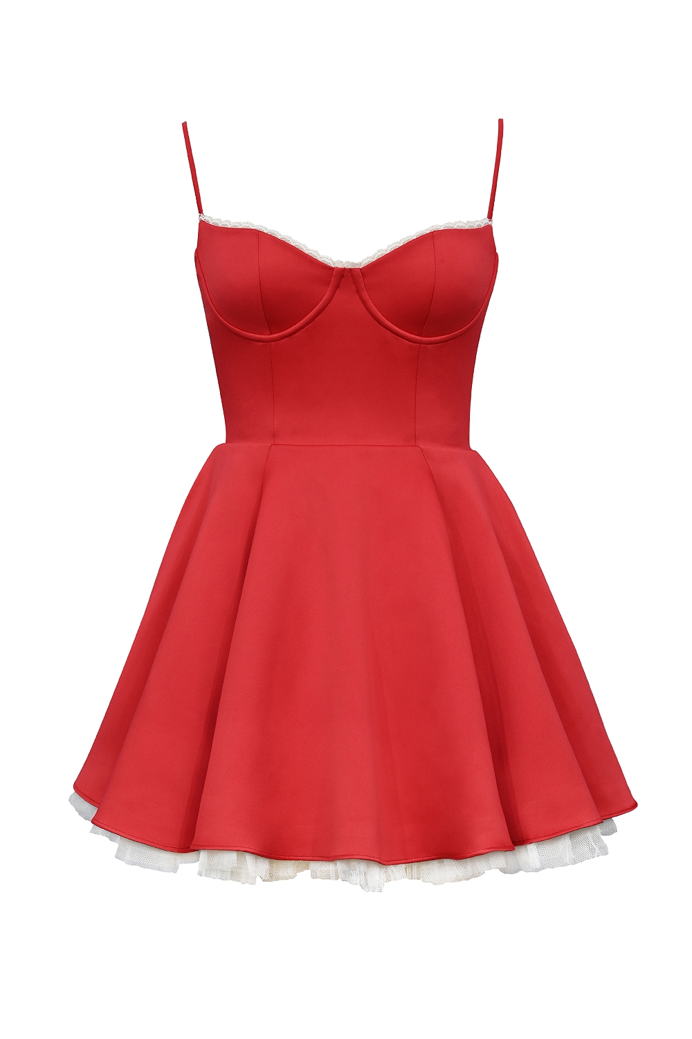 Minimoiselle-Holly Red Satin Tulle Mini Dress