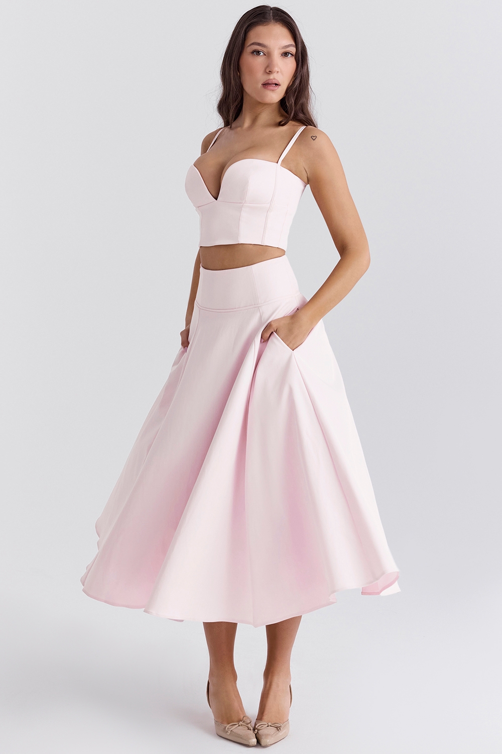 Rita-Ballerina Pink A-Line Midi Skirt