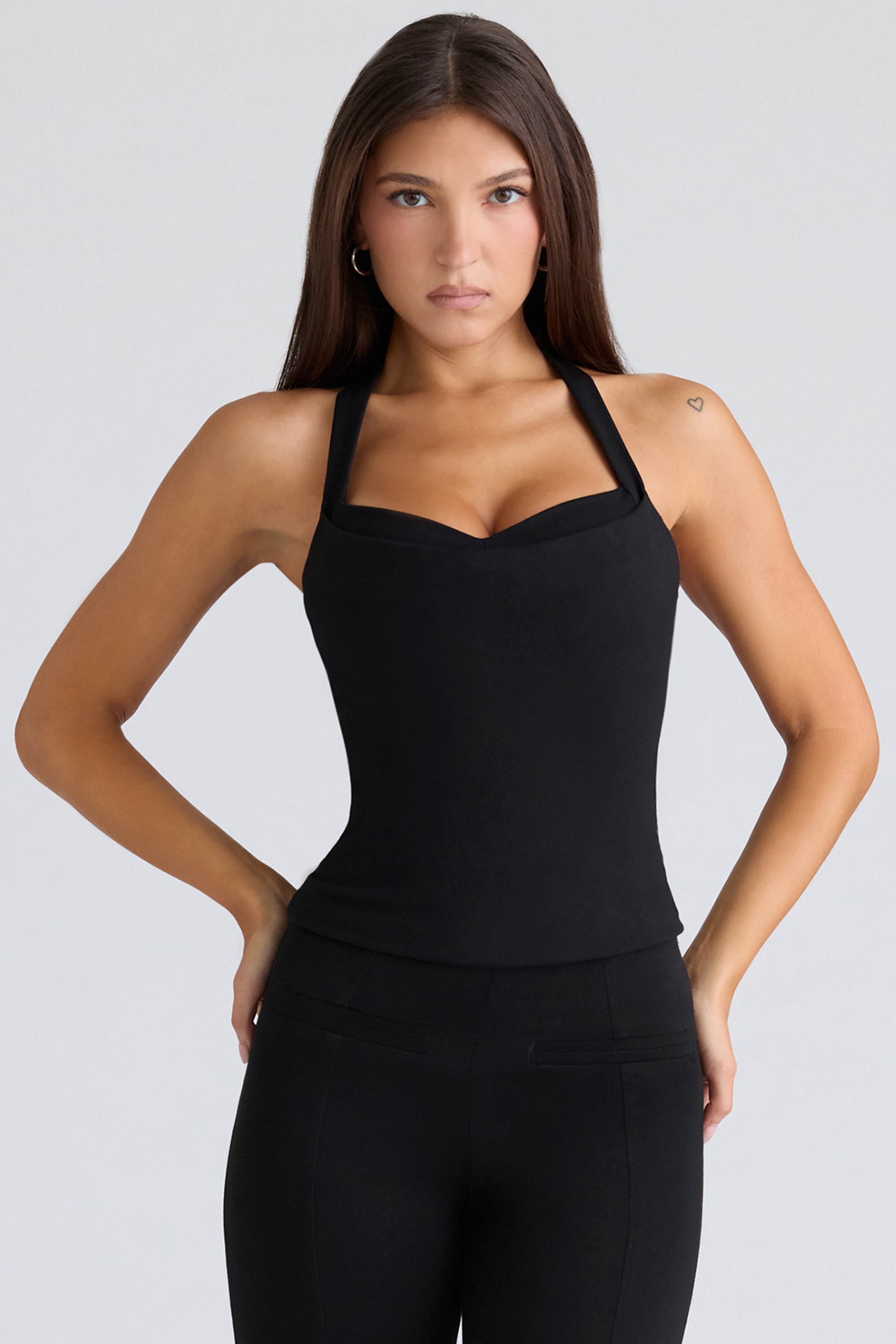 The Peekaboo-Black Halter Neck Corset Top