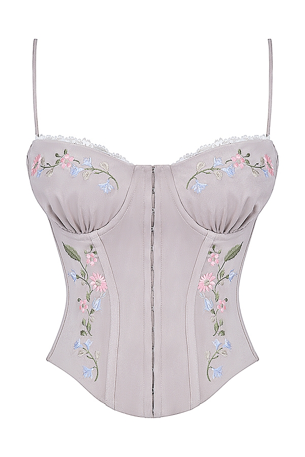 Petunia-Light Lavender Embroidered Corset