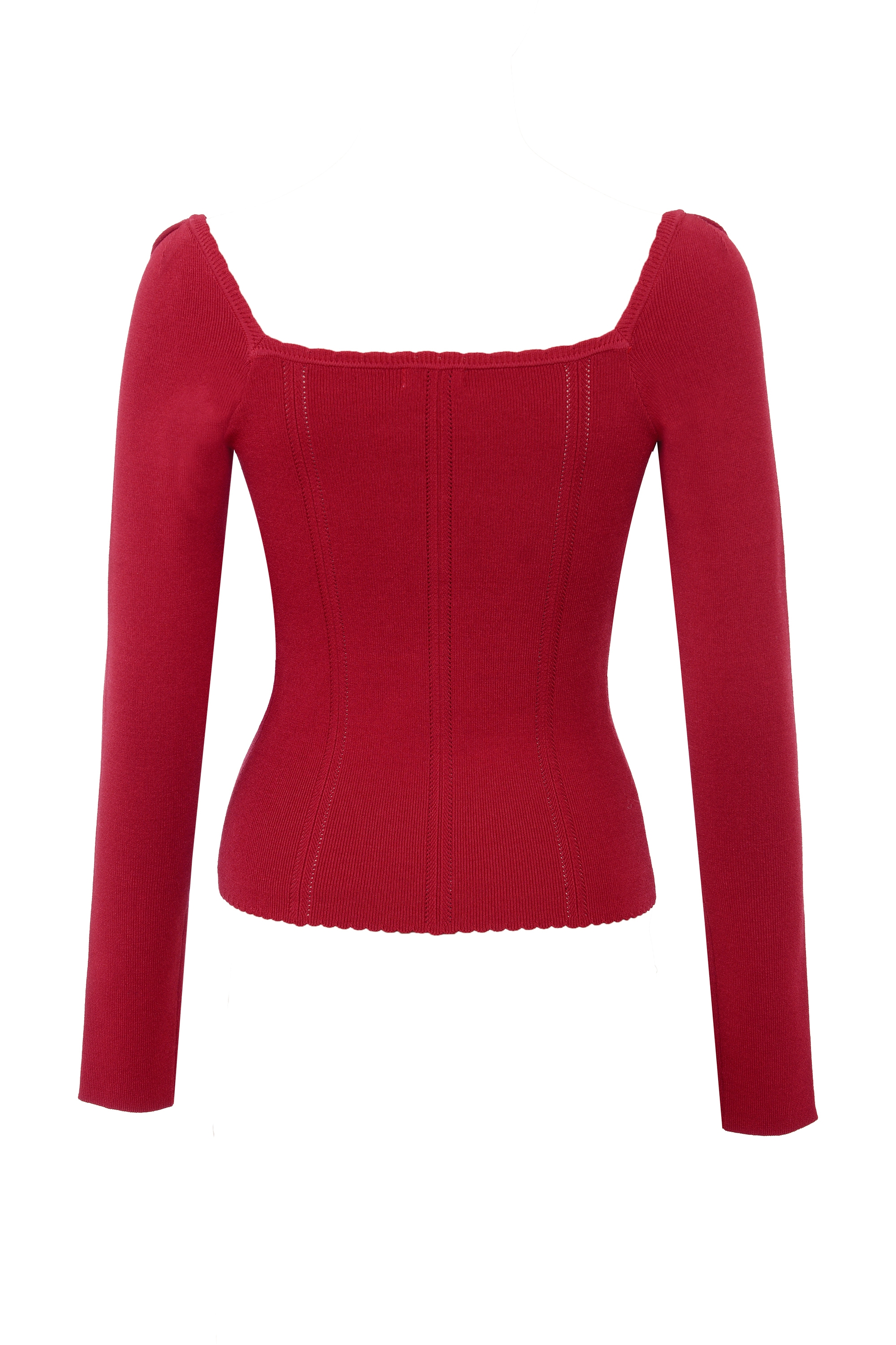 Agatha-Red Knitted Long Sleeve Top