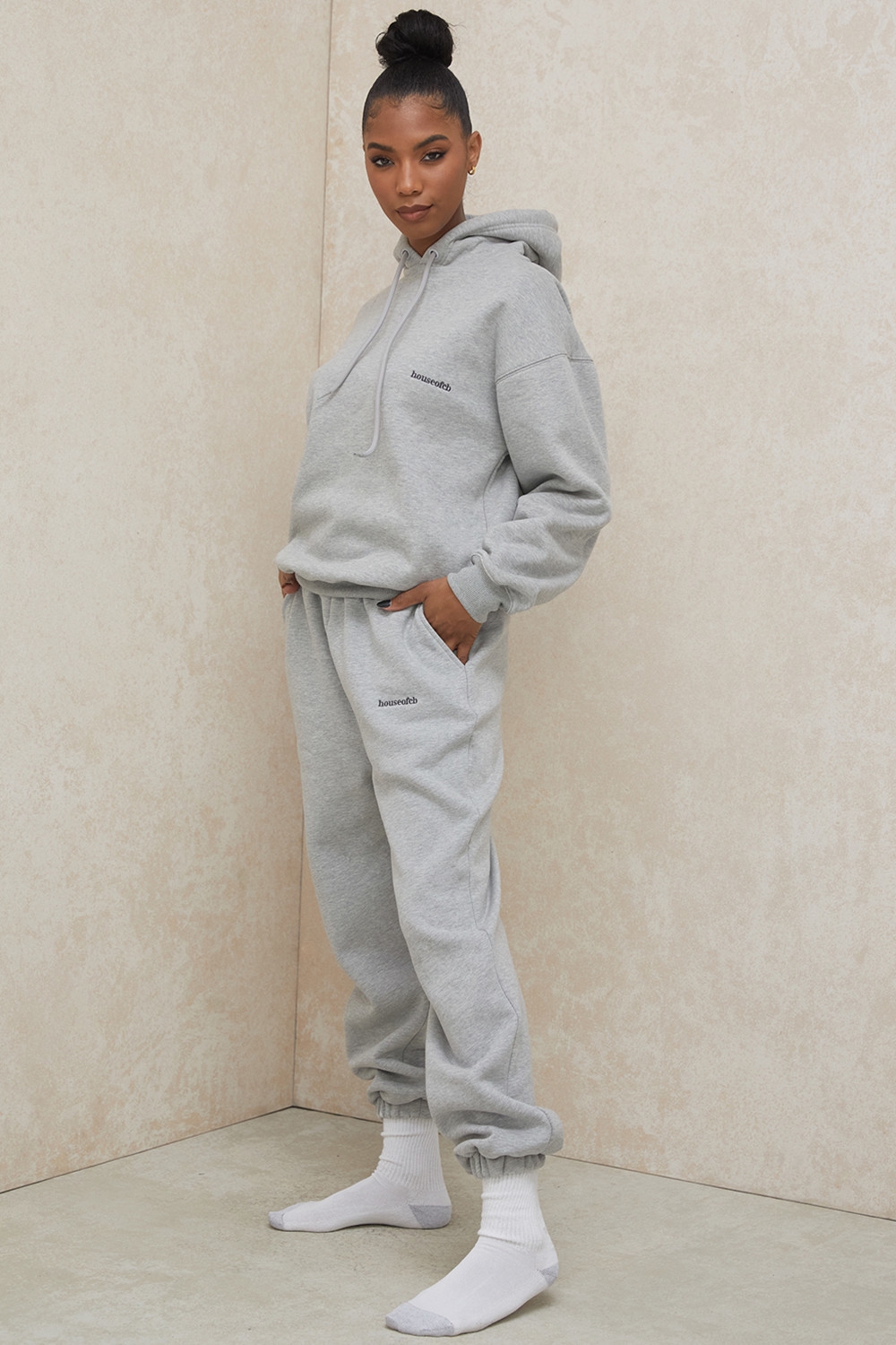 Sky-Grey Fleece Back Jogging Trousers