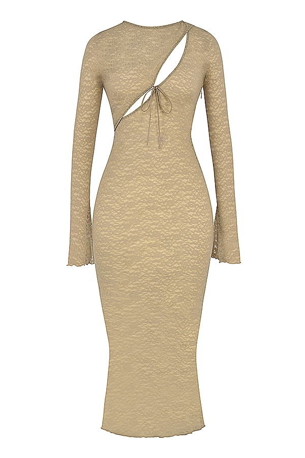 Giovanna-Stone Floral Lace Maxi Dress