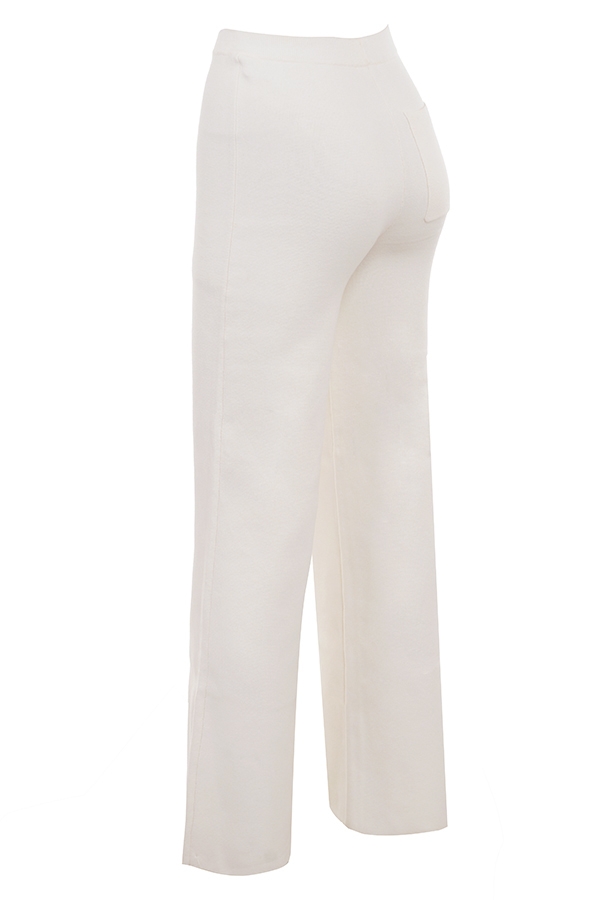 Vanna-Off White Cotton Knitted Trousers - SALE