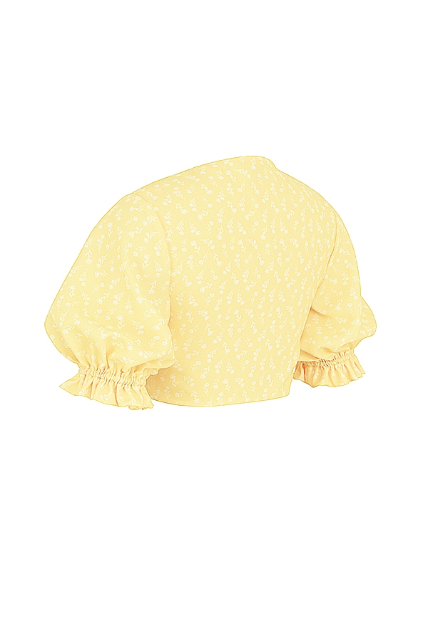 Alanya-Lemon Floral Tie Front Top