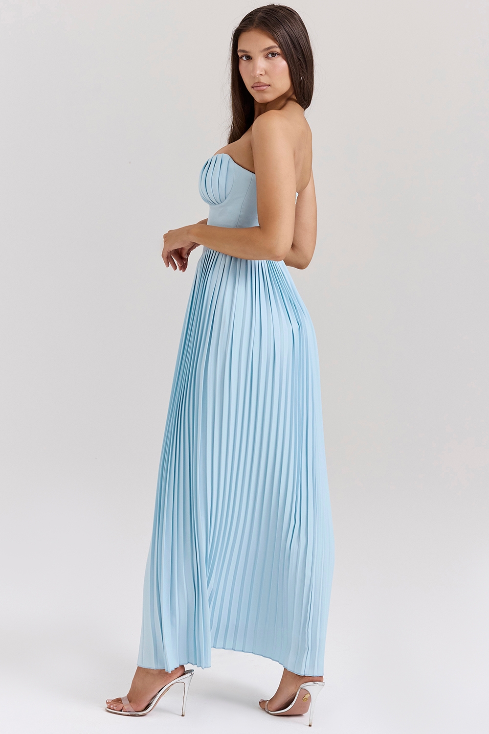 Marcella-Ocean Blue Pleated Maxi Dress