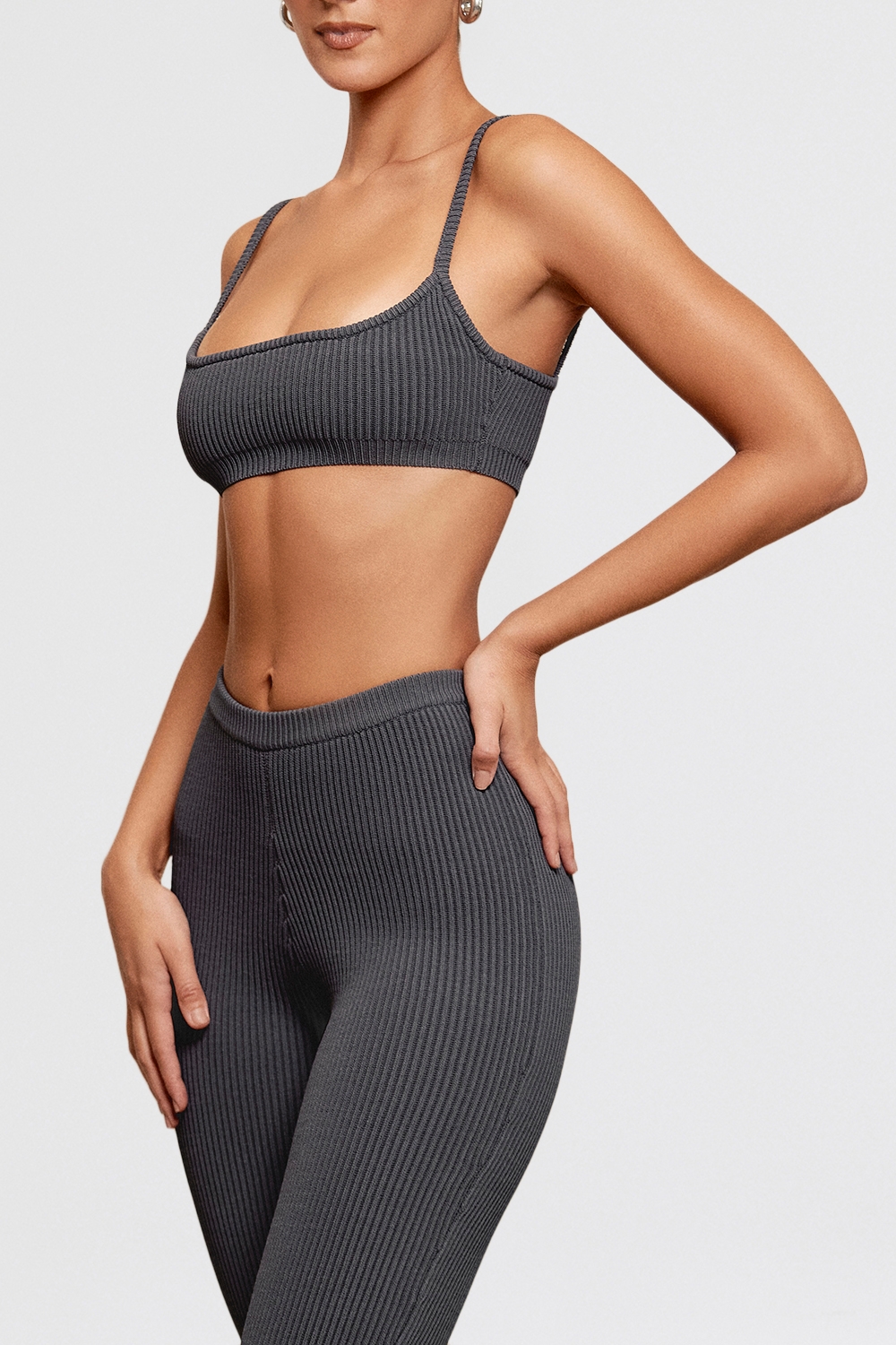 Mischa-Dark Grey Ribbed Knit Bralette - SALE