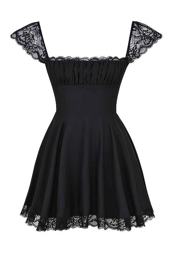 Kaia-Black A-Line Mini Dress